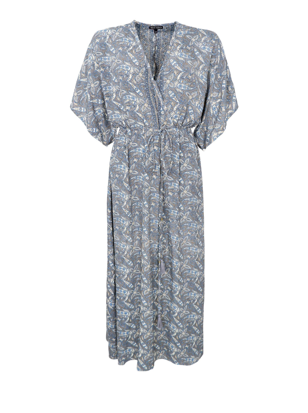Luna long V-neck dress in Glory Blue