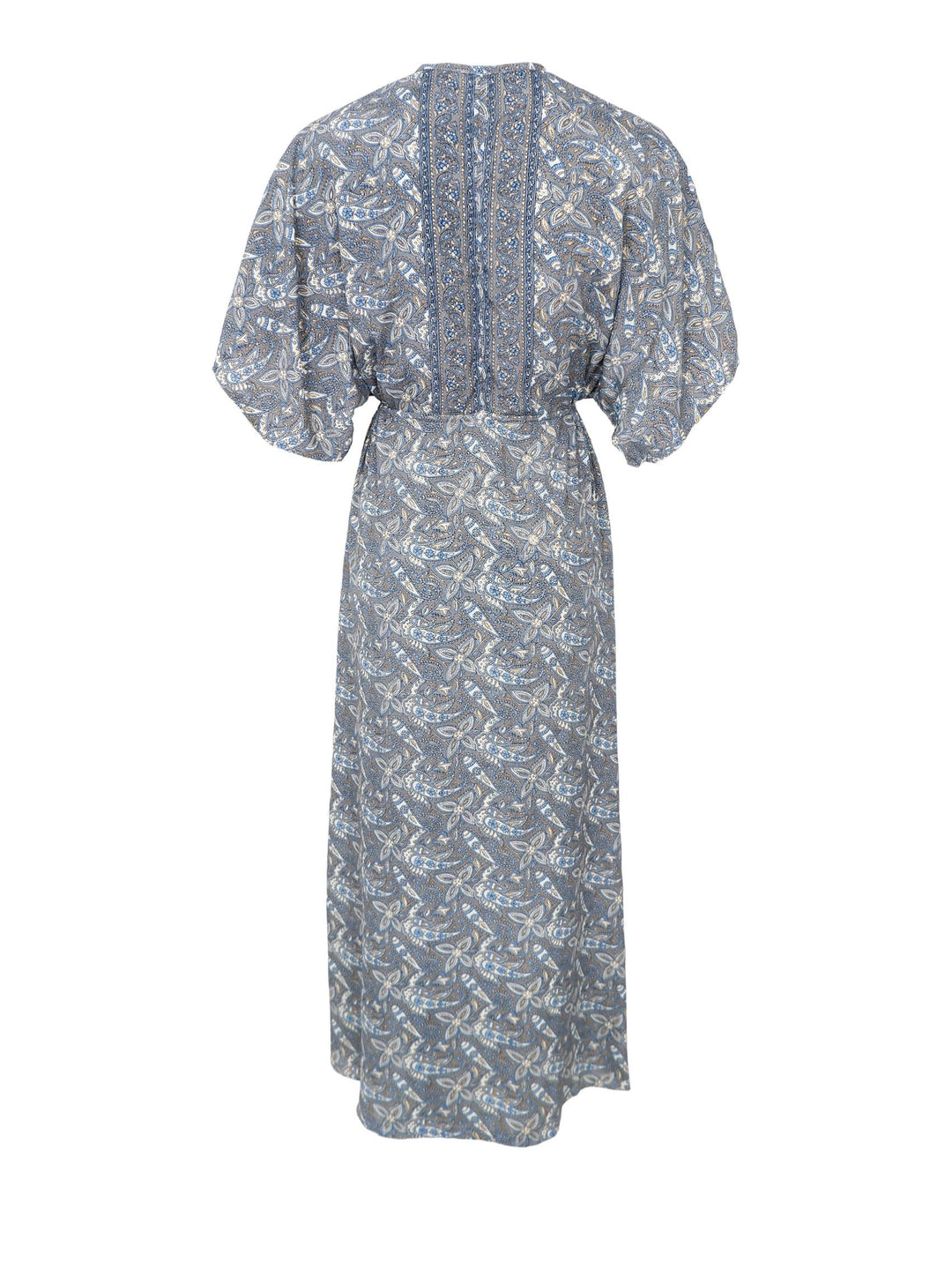 Luna long V-neck dress in Glory Blue