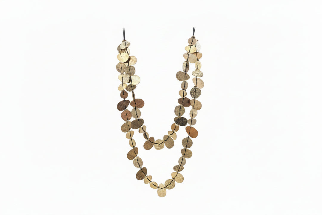 Petal-like double strand long necklace