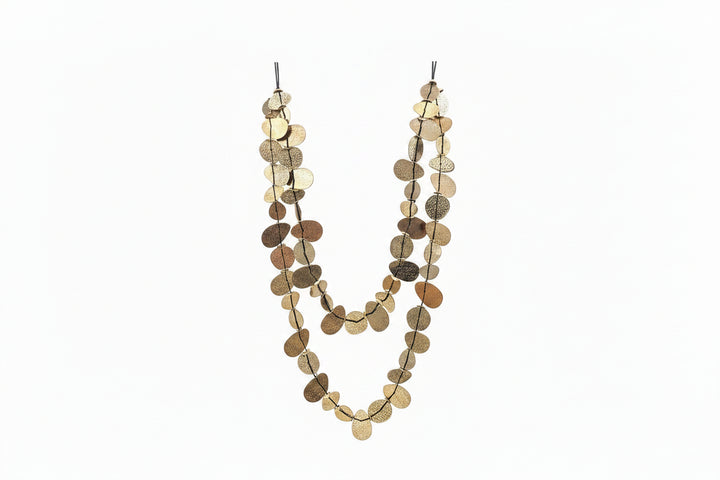 Petal-like double strand long necklace