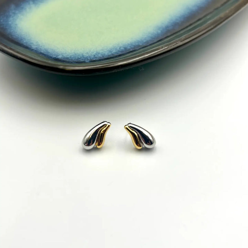 Gold & Silver Droplet Stud Earrings