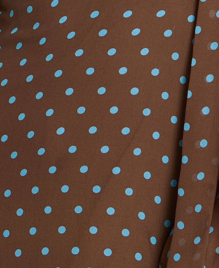 Chocolate Spot Tie Neck Maxi Dress