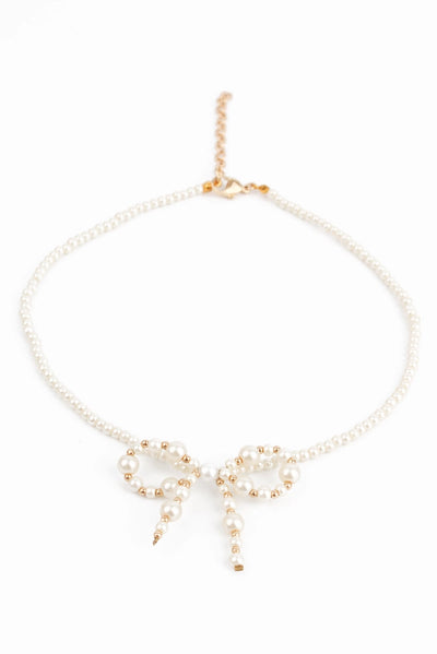 Pearl Bow Beaded Necklace
