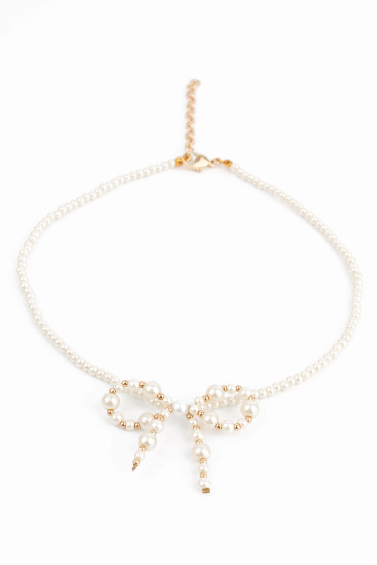 Pearl Bow Beaded Necklace