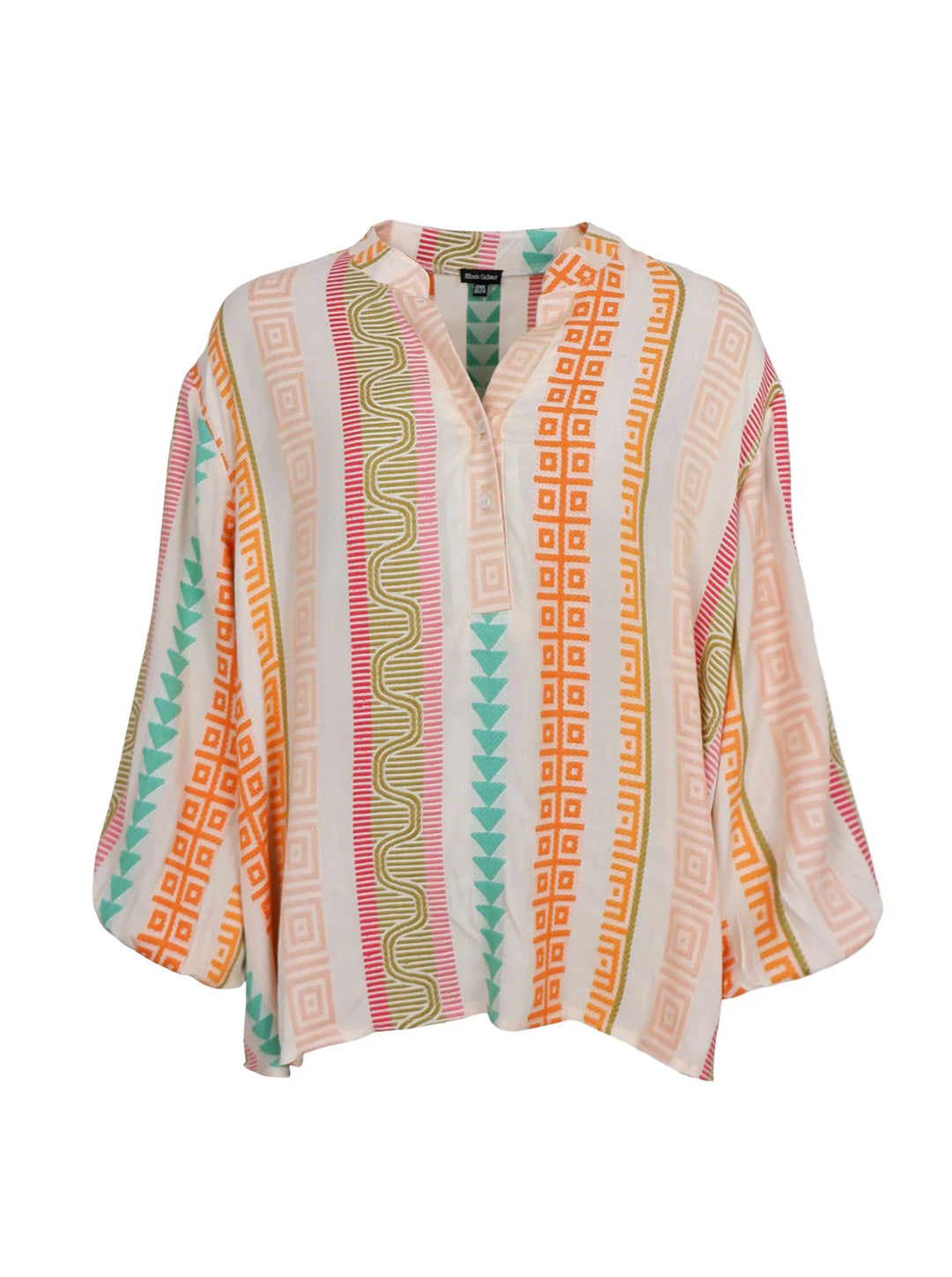 Kos Jacquard Blouse in Orange Multi Weave Print