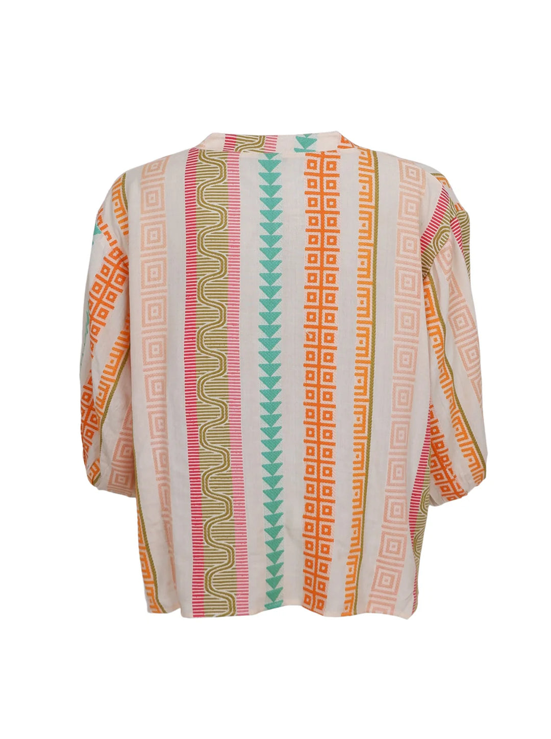 Kos Jacquard Blouse in Orange Multi Weave Print