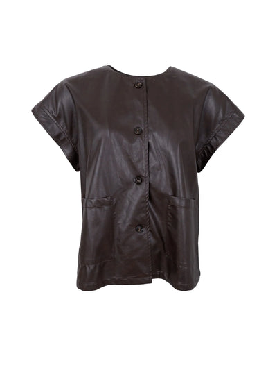 Juliet Vegan Leather Vest Top in Coffee Brown