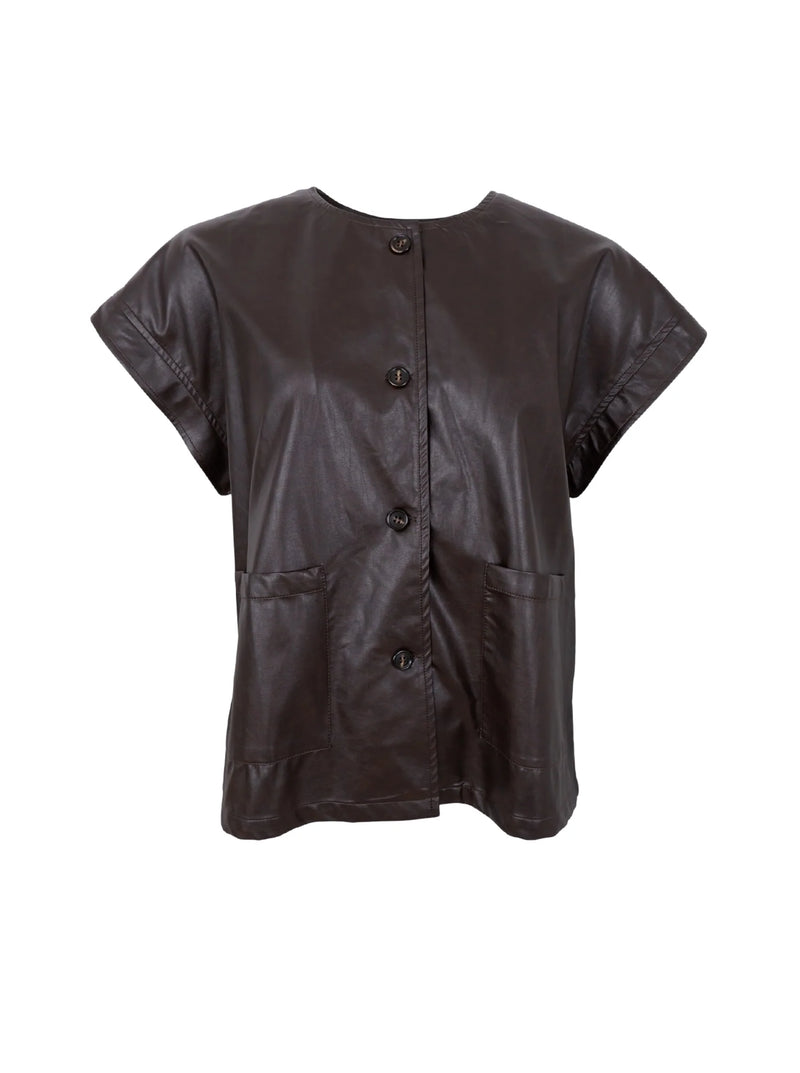 Juliet Vegan Leather Vest Top in Coffee Brown
