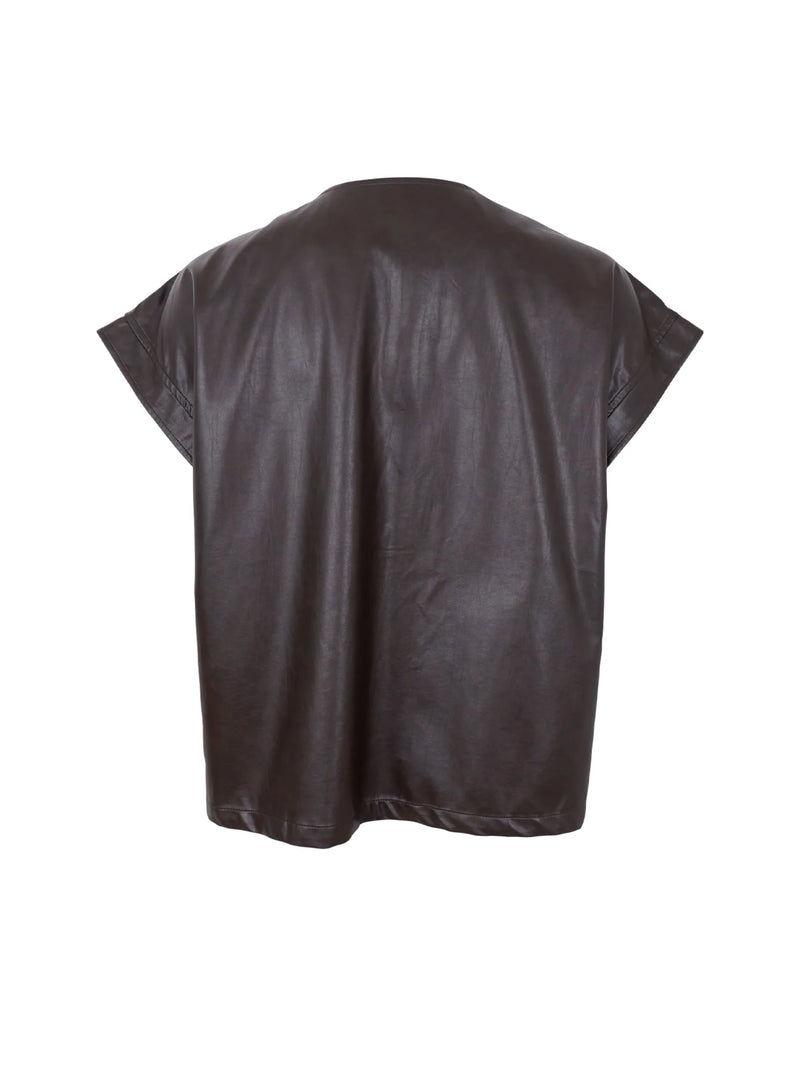 Juliet Vegan Leather Vest Top in Coffee Brown