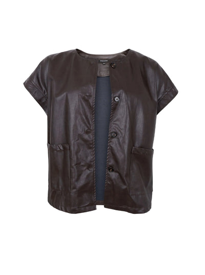 Juliet Vegan Leather Vest Top in Coffee Brown