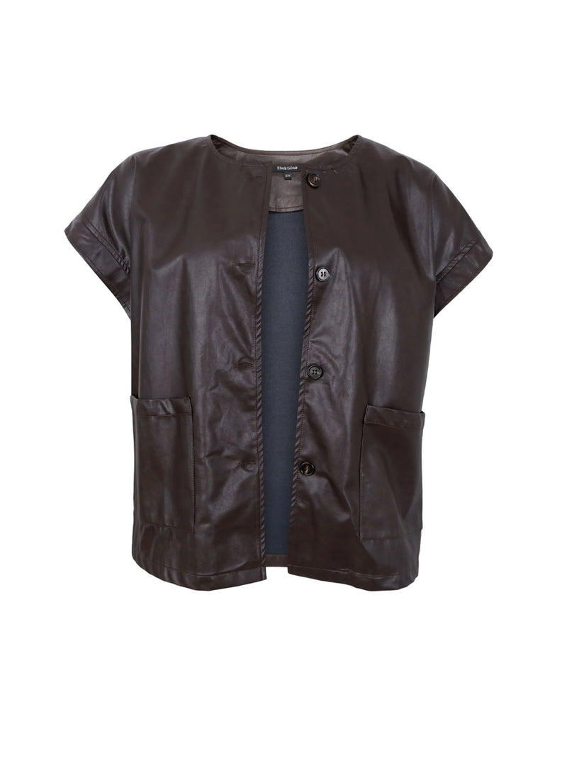 Juliet Vegan Leather Vest Top in Coffee Brown