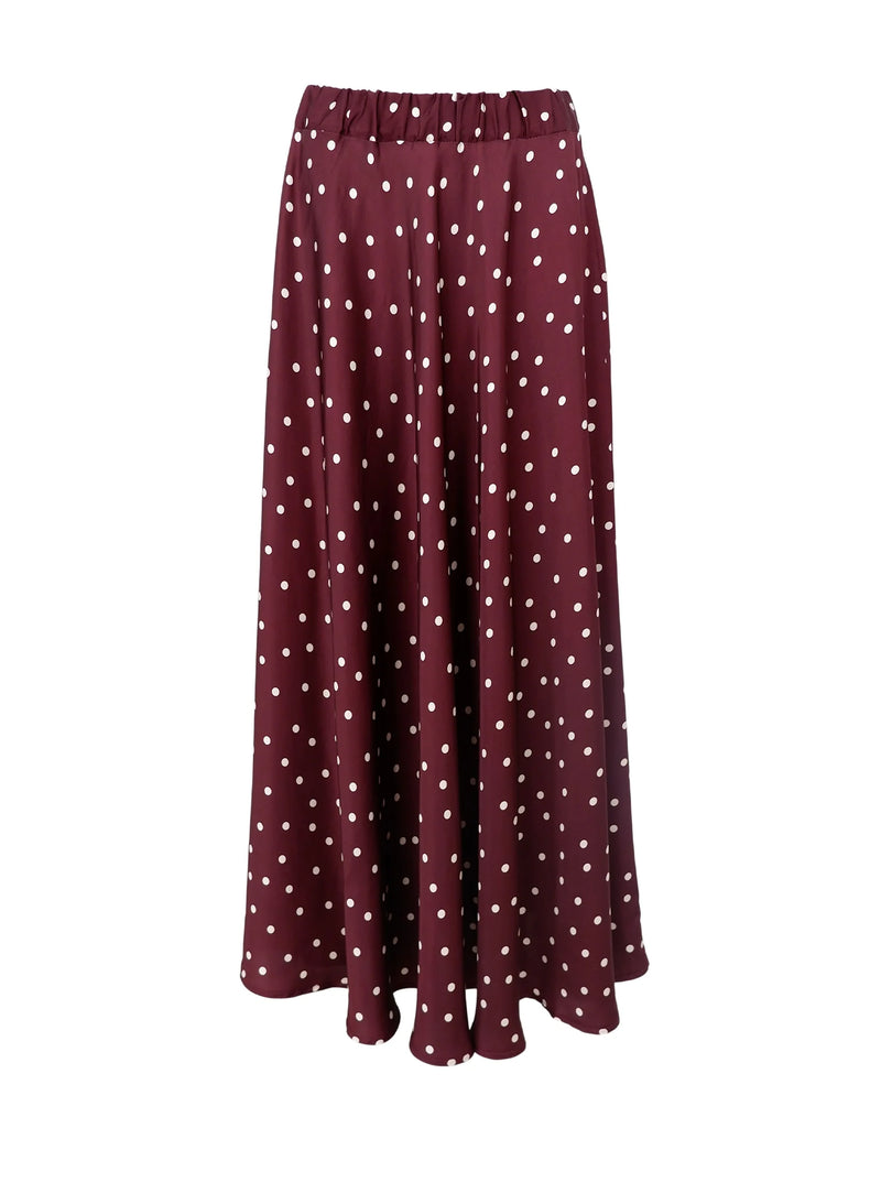 Valery Polka Dot Maxi Skirt in Plum