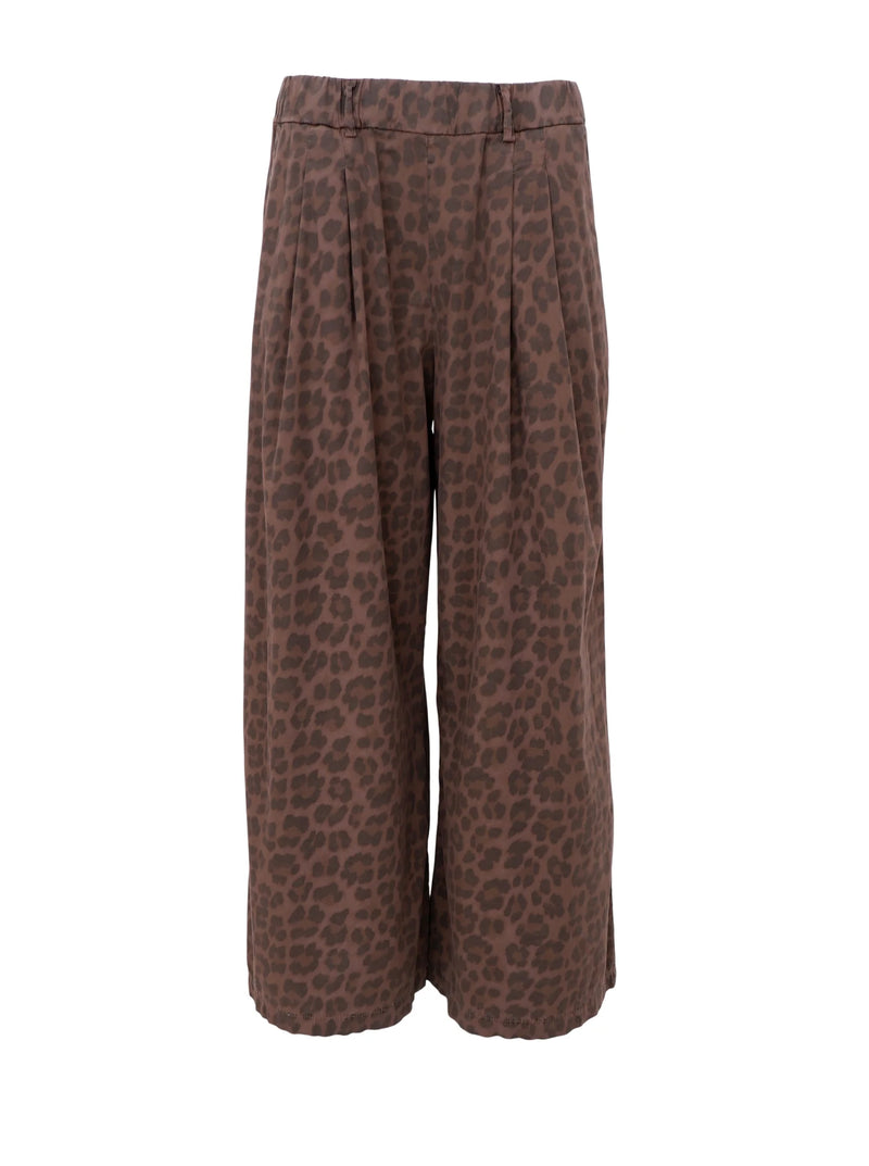 Abbie Wide Leg Trousers in Mocca Leo