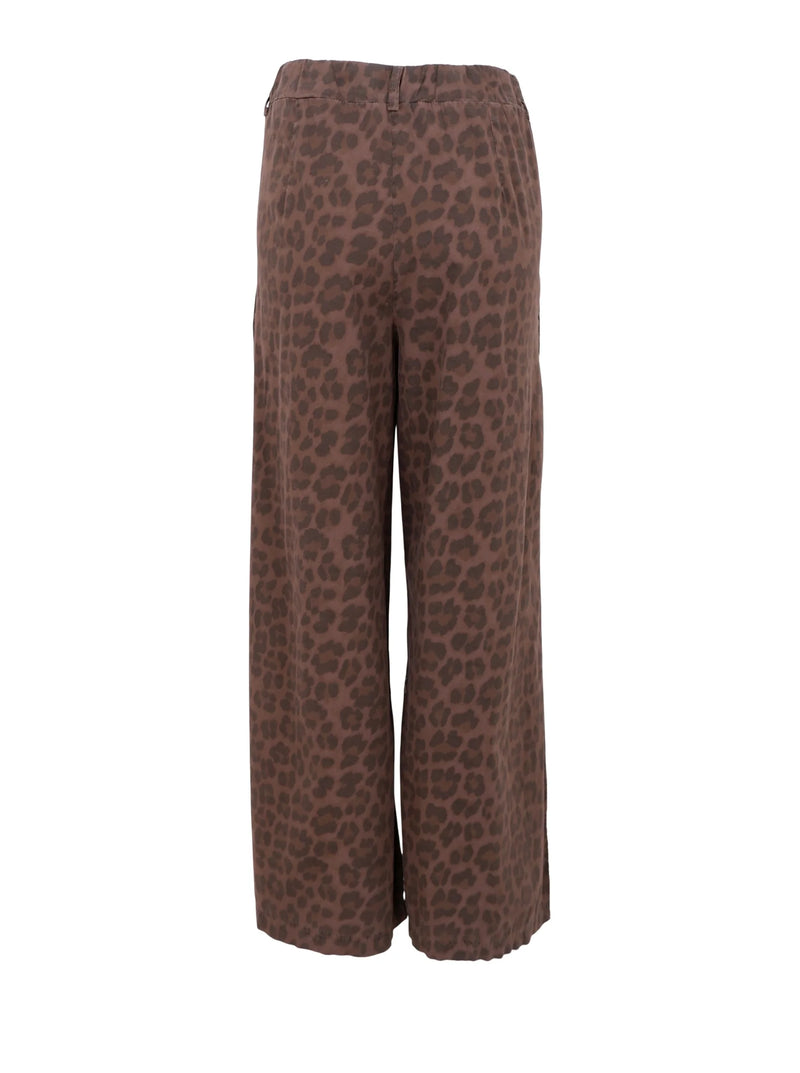 Abbie Wide Leg Trousers in Mocca Leo