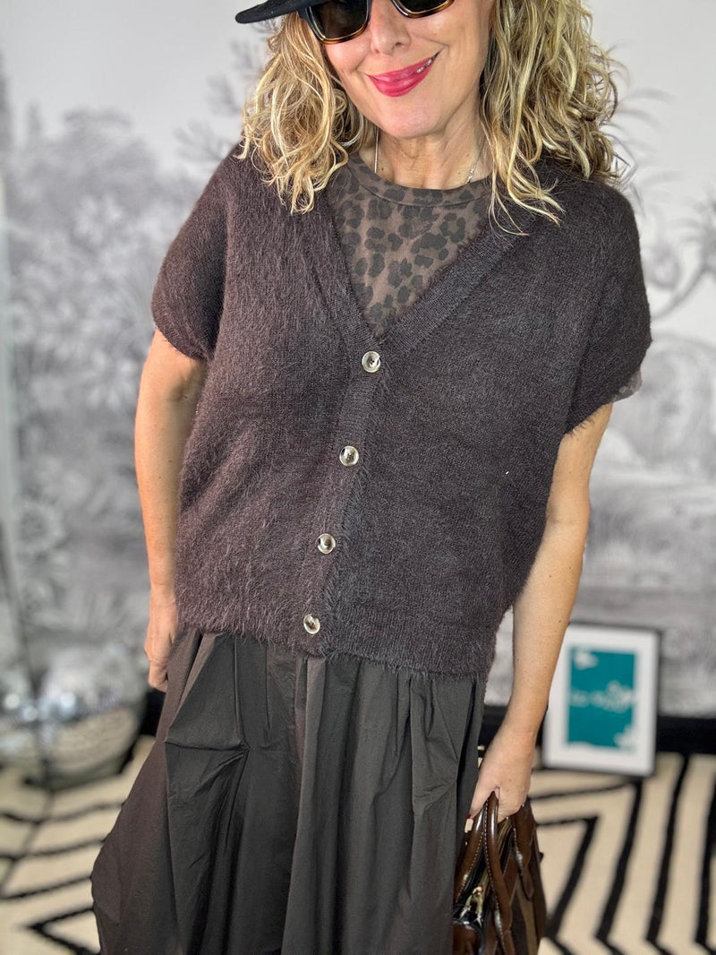 Zena Sleeveless Fuzzy Cardigan