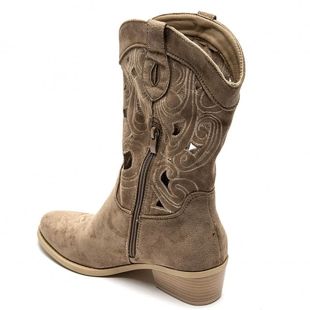 Faith Cut Out Low Heel Cowboy Boots