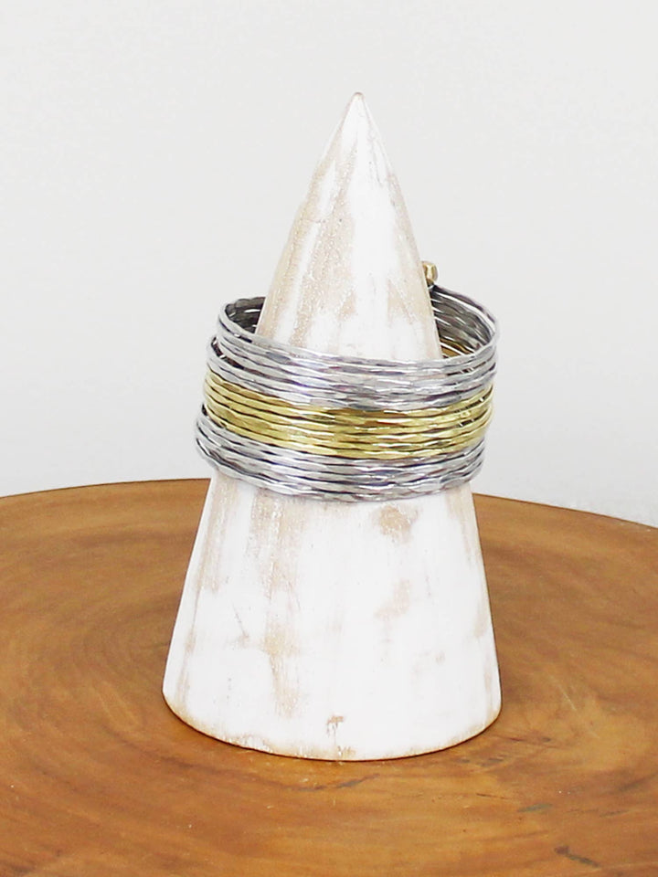KH1505 WIDE SILVER &amp; GOLD CUFF