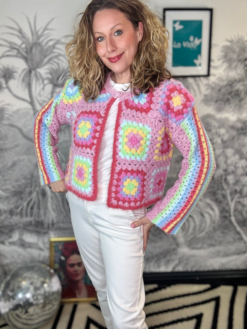 Yara Crochet Single Button Cardigan