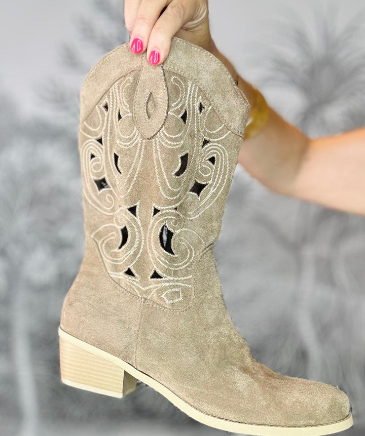 Faith Cut Out Low Heel Cowboy Boots