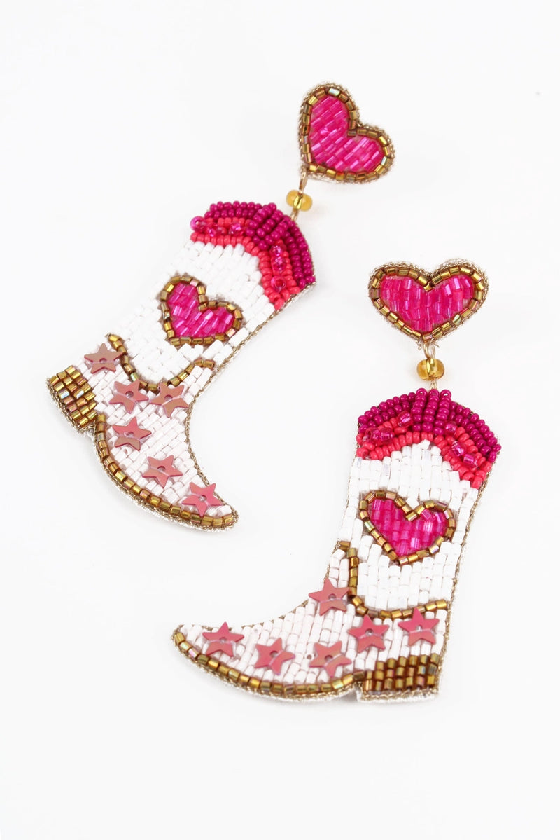 Cowgirl Boot Beaded Earrings