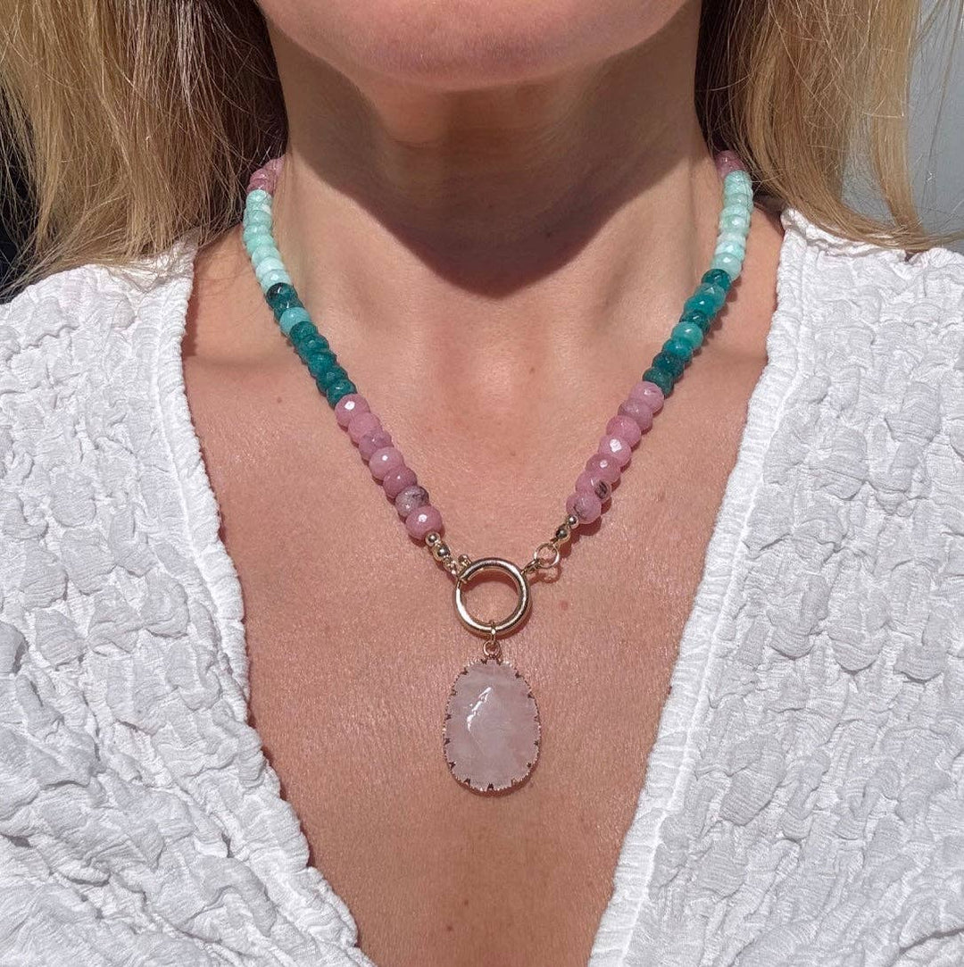 Rose &amp; Amazonite ‘Adele’ Necklace