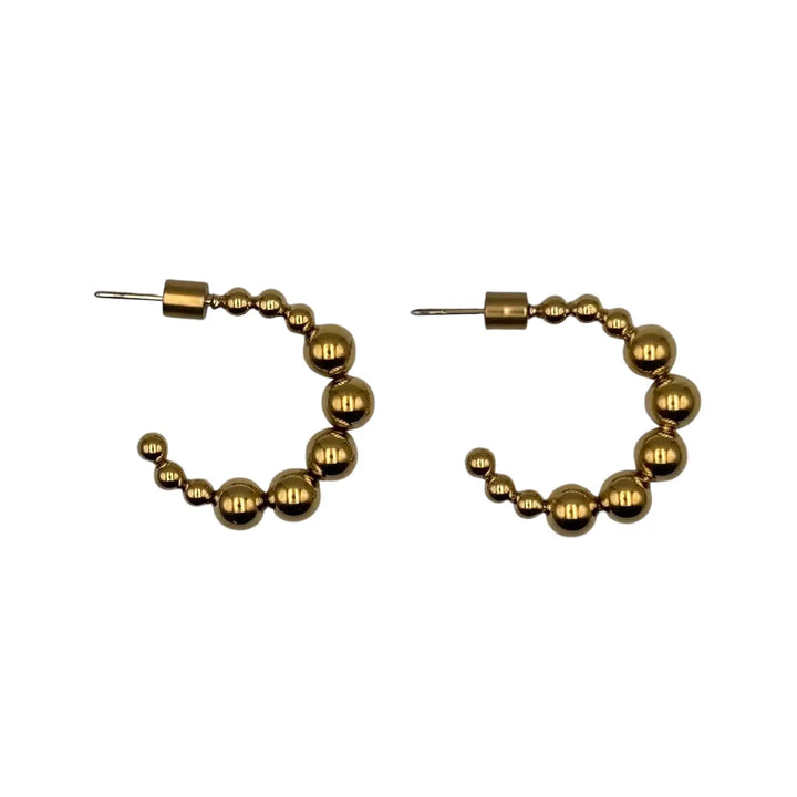 Gold Bobble Hoop Earrings