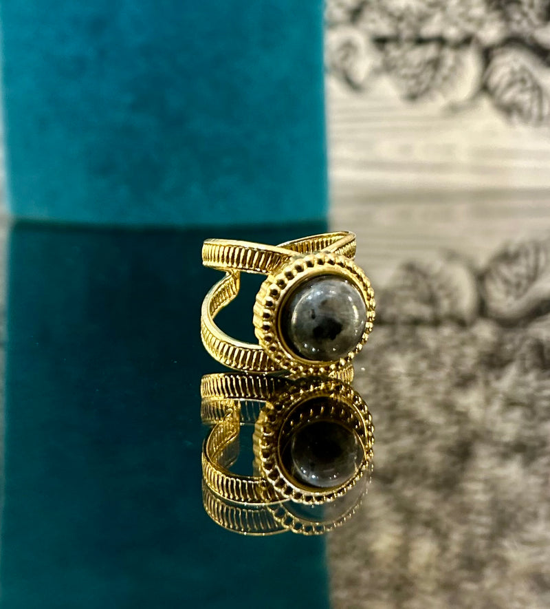 Grey Stone Adjustable Ring