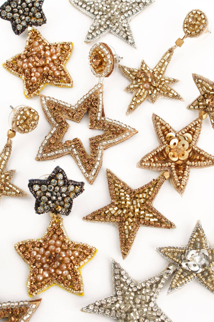 TRIPLE GOLD STAR EARRINGS