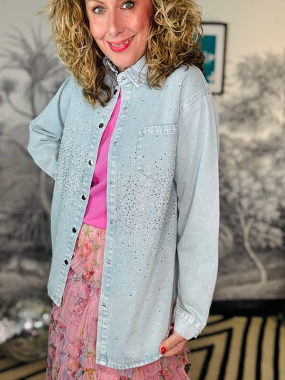 Delta Sparkle Stud Denim Shacket