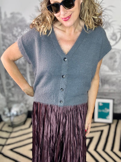 Zena Sleeveless Fuzzy Cardigan