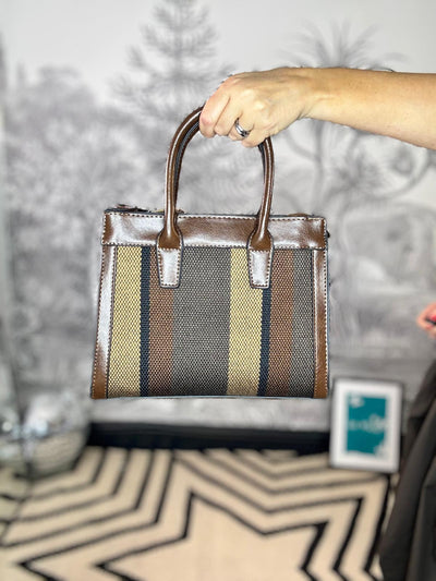 Tonal Canvas Stripe Handbag with Purse