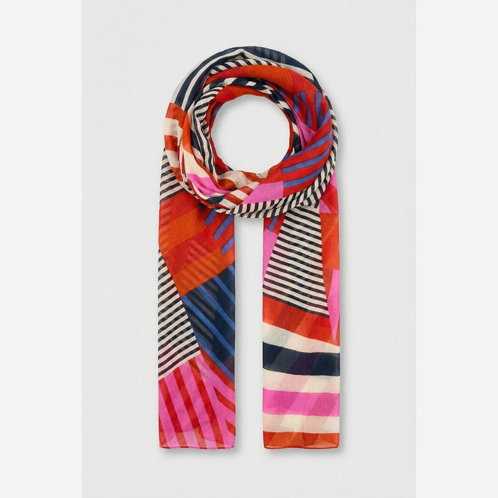Block Stripe Lightweight Cotton Scarf in Pink: One-size