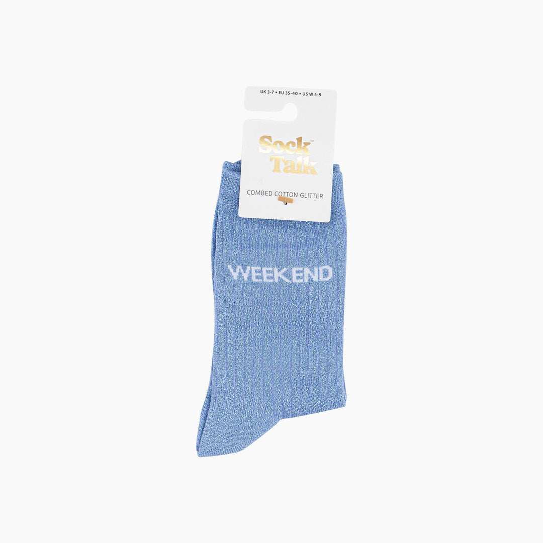 Weekend Combed Cotton Glitter Socks in Light Blue: UK 3-7 | EU 36-40 | US 5-9