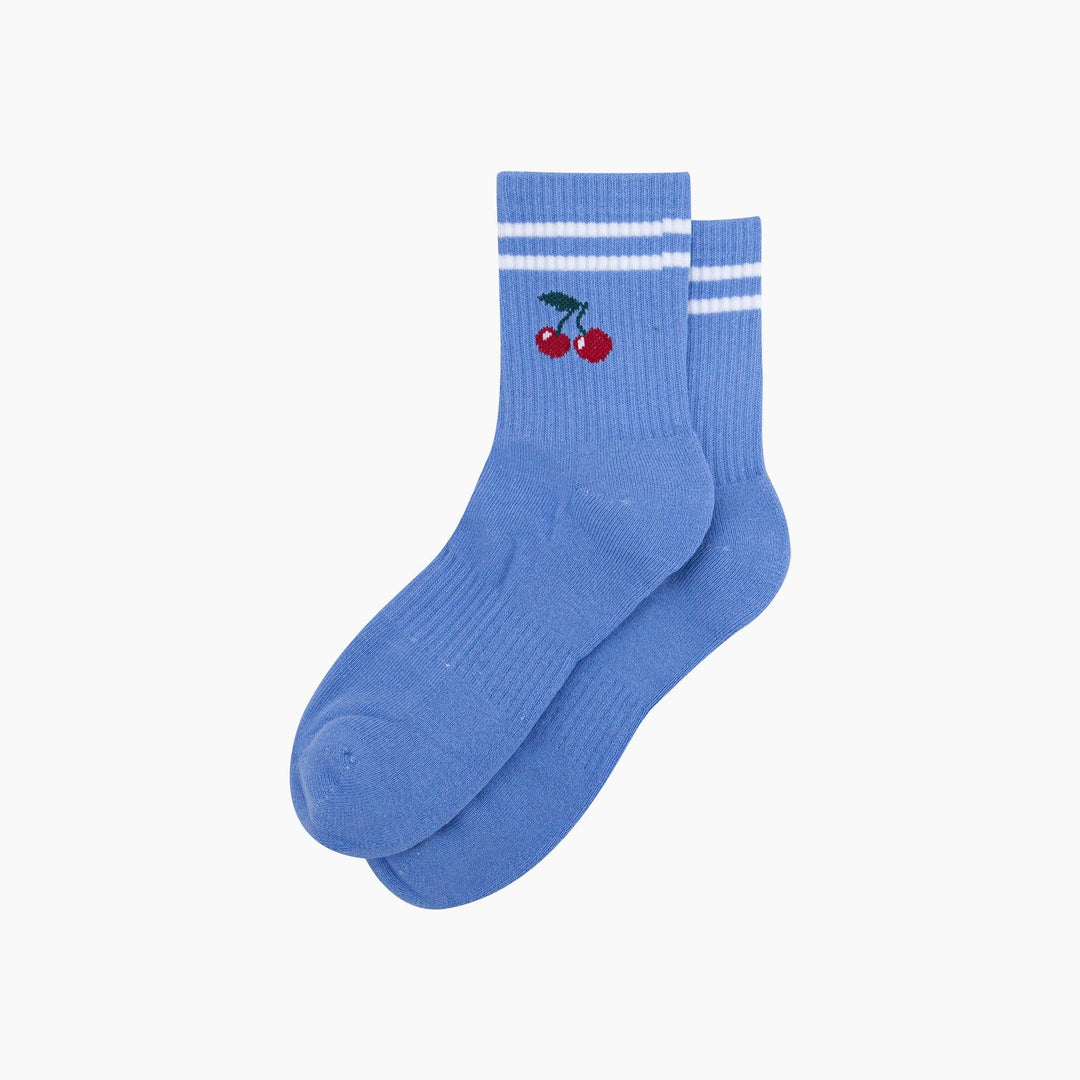 Cherry Combed Cotton Sports Socks in Blue: UK 3-7 | EU 36-40 | US 5-9