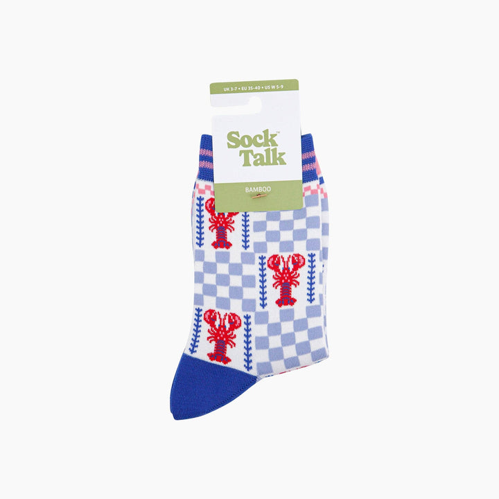 Lobster Checkerboard Bamboo Socks in Blue: UK 3-7 | EU 36-40 | US 5-9