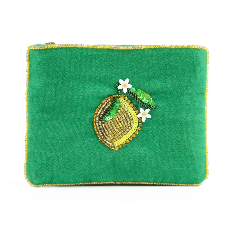 Beaded Lemon Small Zip Pouch