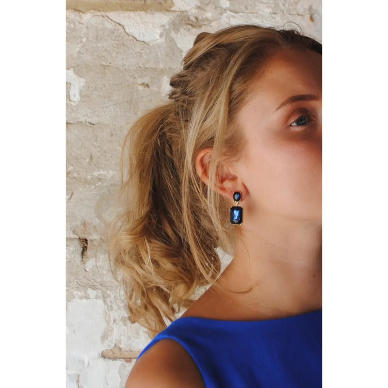 Oval Twin Gem Earrings