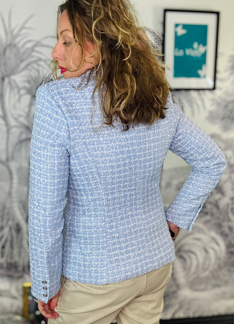 Beatrice Double Breasted Check Tweed Blazer