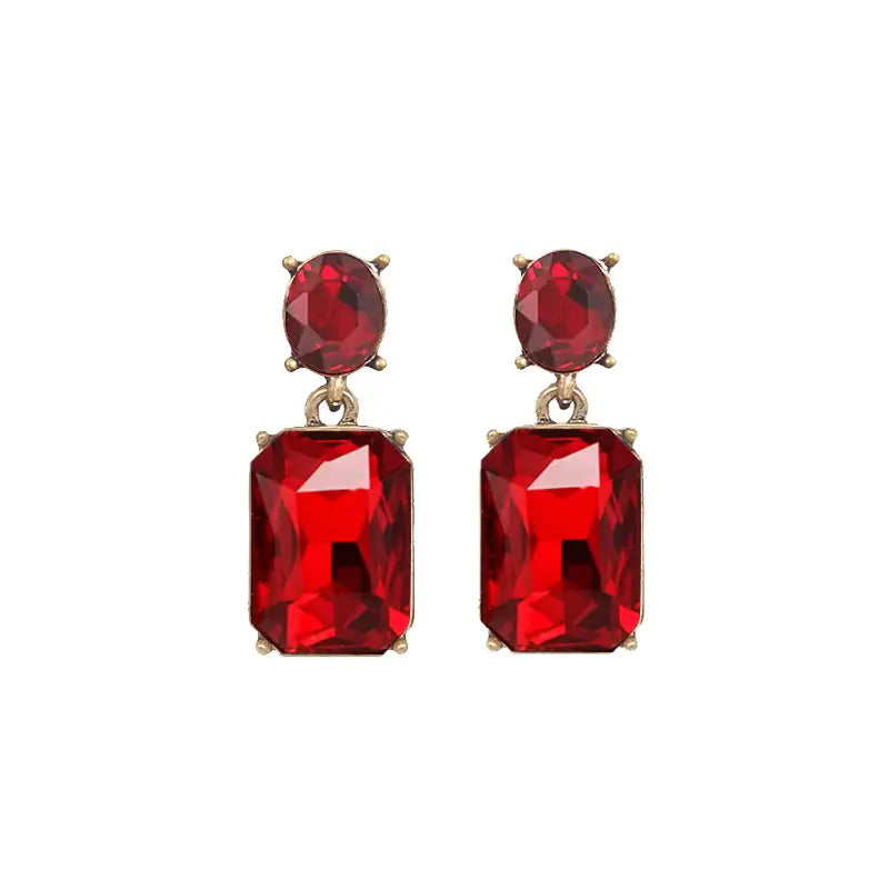 Oval Twin Gem Earrings