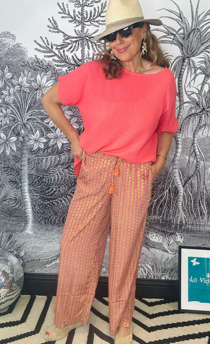 Luna Straight Leg Trousers in Pink Diamond