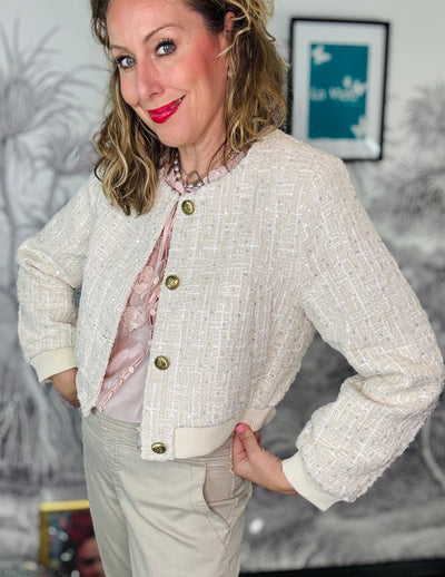 Valentina Sequin Tweed Cropped Jacket