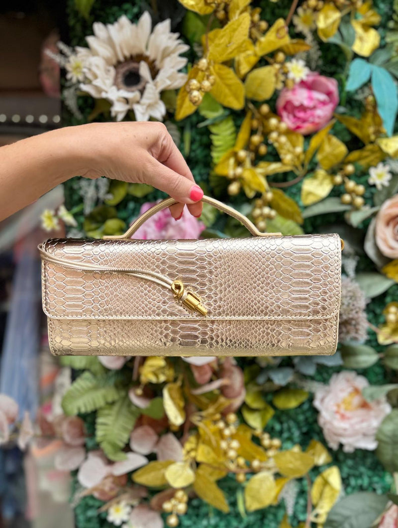 Faux Croc Baguette Clutch Bag