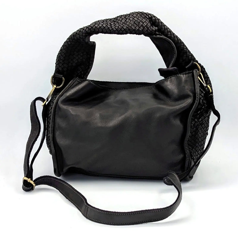 Celona Luxe Woven Leather Panel Handbag