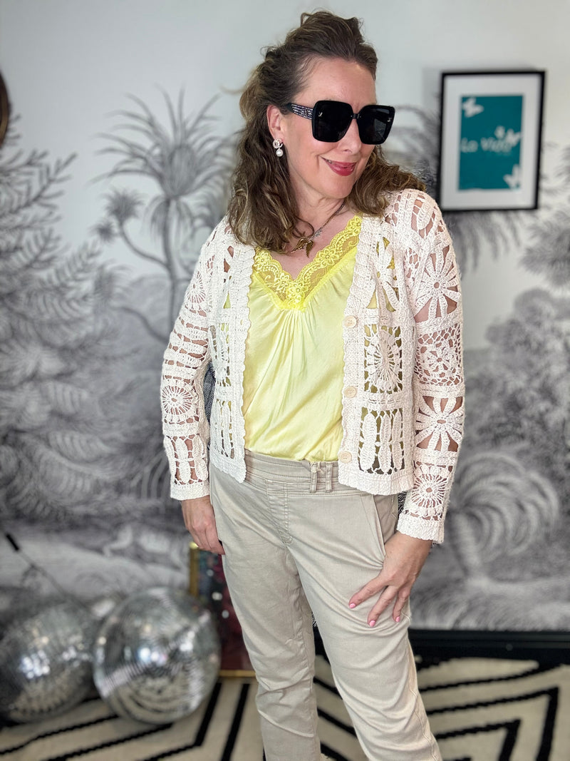 Demi Patchwork Crochet Cardigan