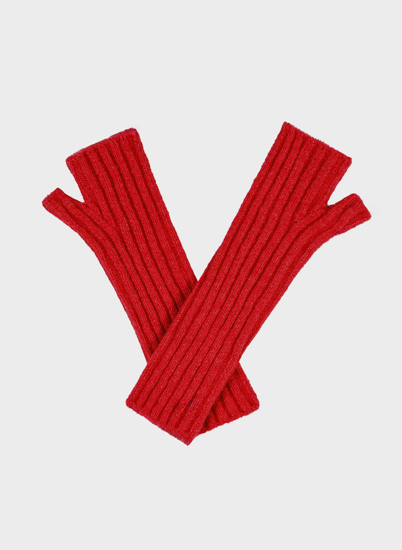 Frisket Long Fingerless Gloves in Red