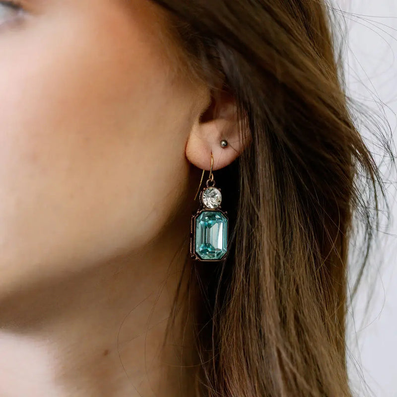 Twin Gem Drop Earrings