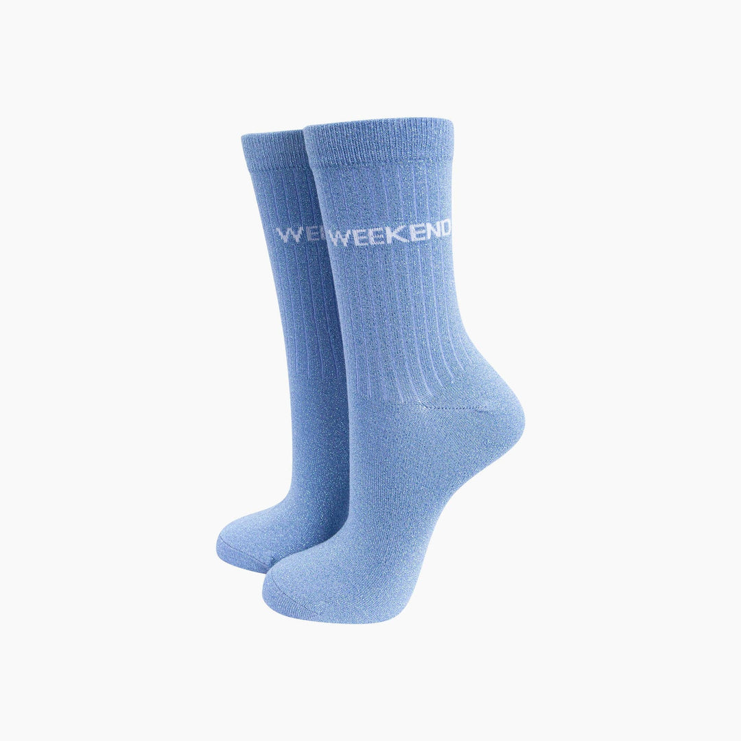 Weekend Combed Cotton Glitter Socks in Light Blue: UK 3-7 | EU 36-40 | US 5-9
