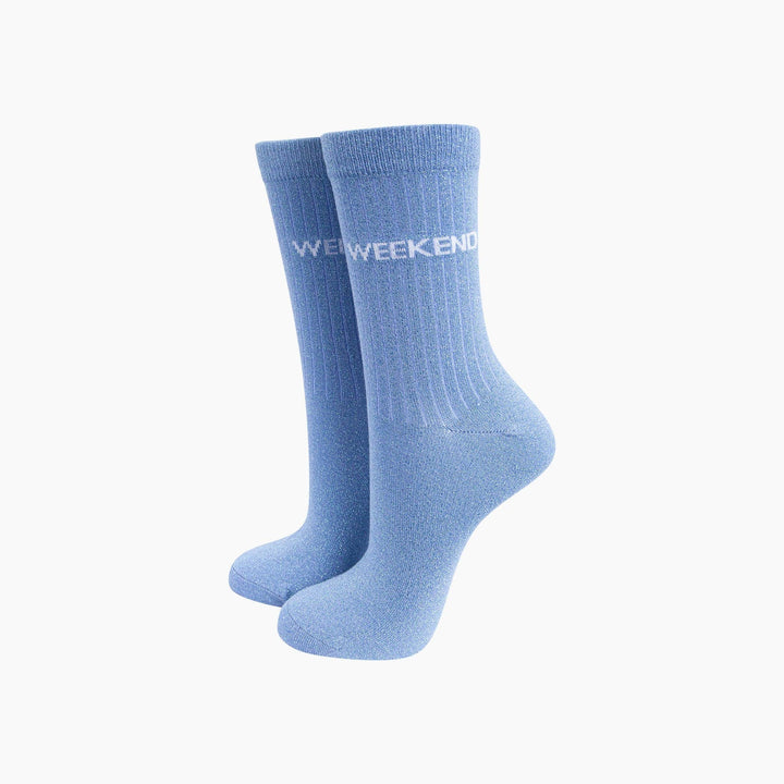 Weekend Combed Cotton Glitter Socks in Light Blue: UK 3-7 | EU 36-40 | US 5-9