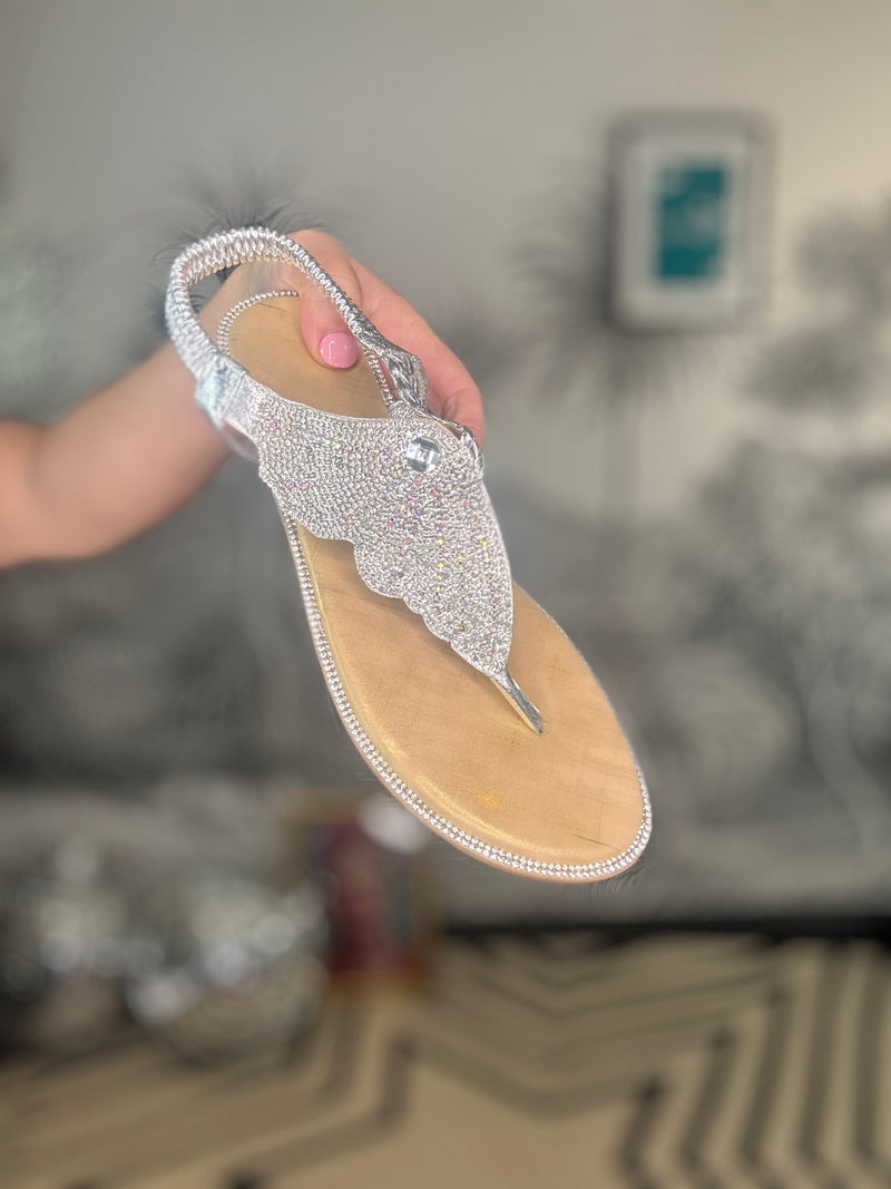 Mariposa Silver Sparkle Wing Sandals