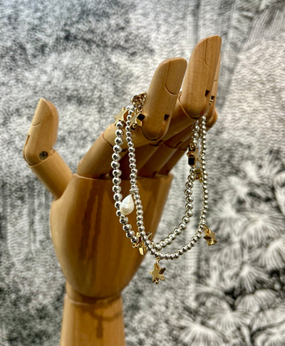 Stretch Beaded Bracelet with Star Charms